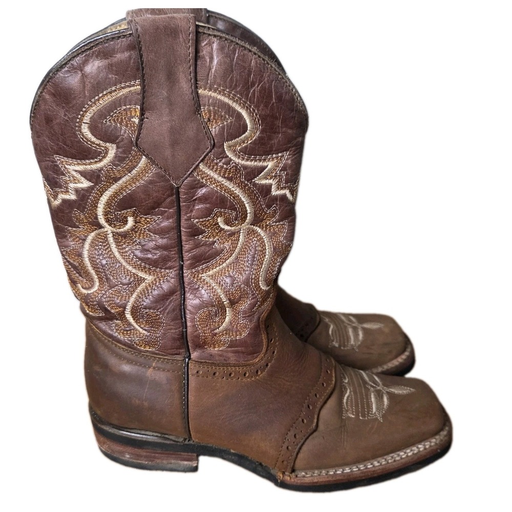 QAKO Womens Cowboy Boots Size 6 Brown Leather Square Toe Western Mexico